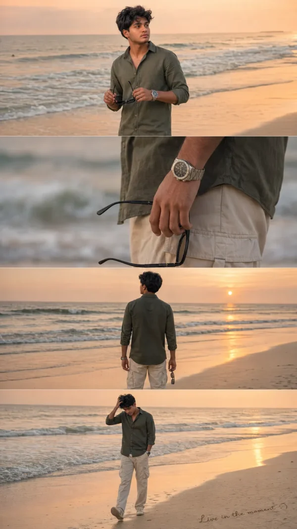 cinematic beach photoshoot collage
