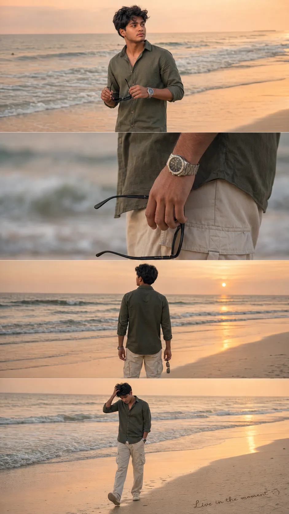 cinematic beach photoshoot collage