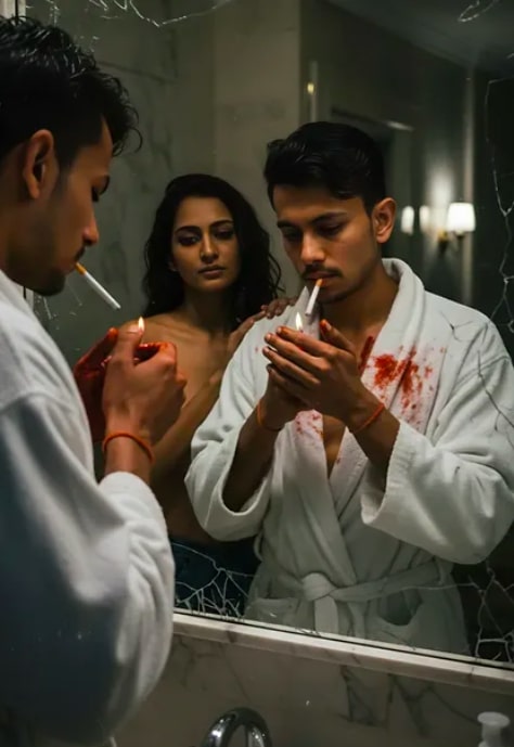 Cinematic Dark Mirror Drama Portrait