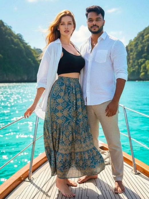 Cinematic Tropical Couple Boat
