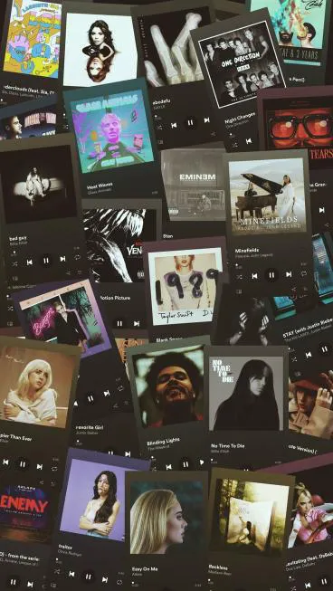 colorful music album collage