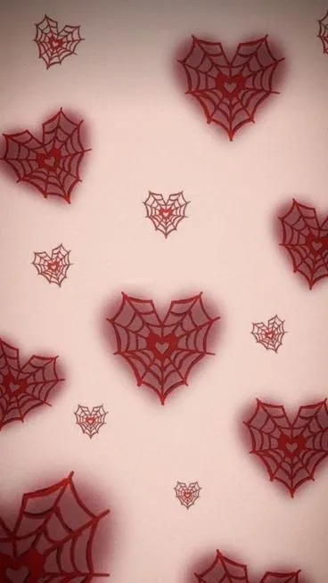 cute red spider web hearts pattern