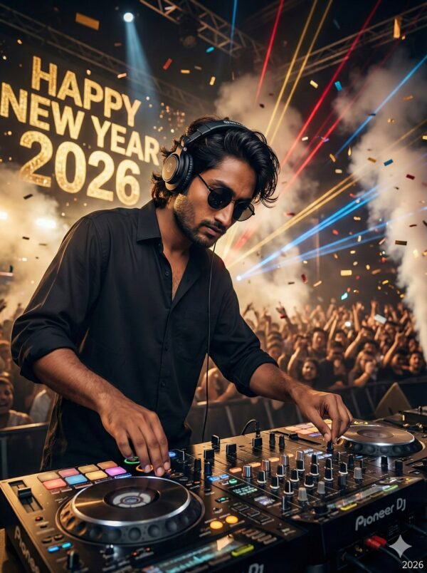 DJ on massive New Year stage