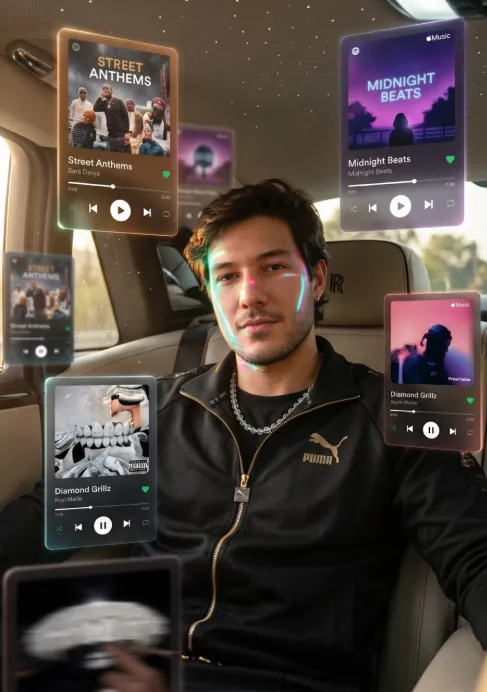 Futuristic music artist portrait