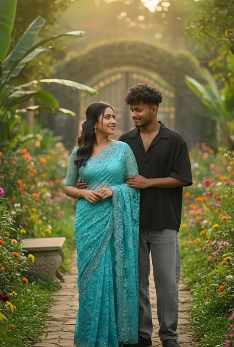 Hyper-Realistic Romantic Portrait of Young Indian Couple