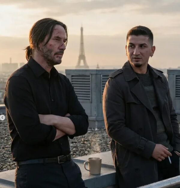 John Wick 4 Tarzında Paris Çatısında Sinematik Poster