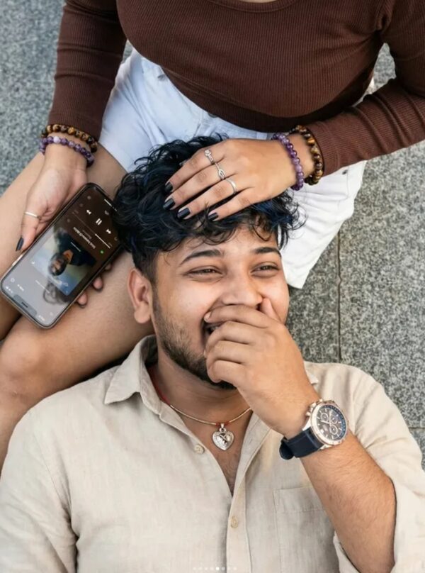 Realistic Romantic Top-Down Couple Portrait