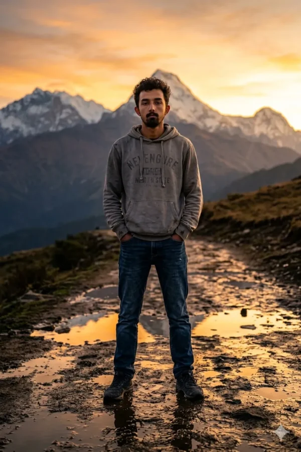Serene mountain landscape during golden hour