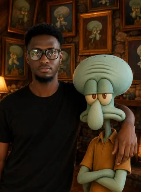 stand with cartoon