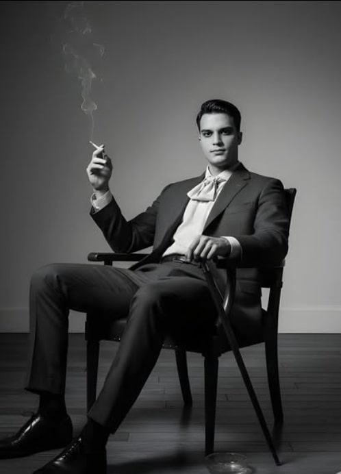Ultra-Realistic Black & White Noir Studio Portrait