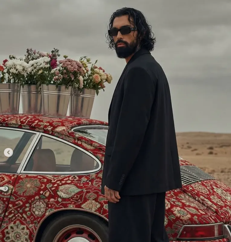 Ultra-Realistic Editorial Portrait with Carpet Porsche 964