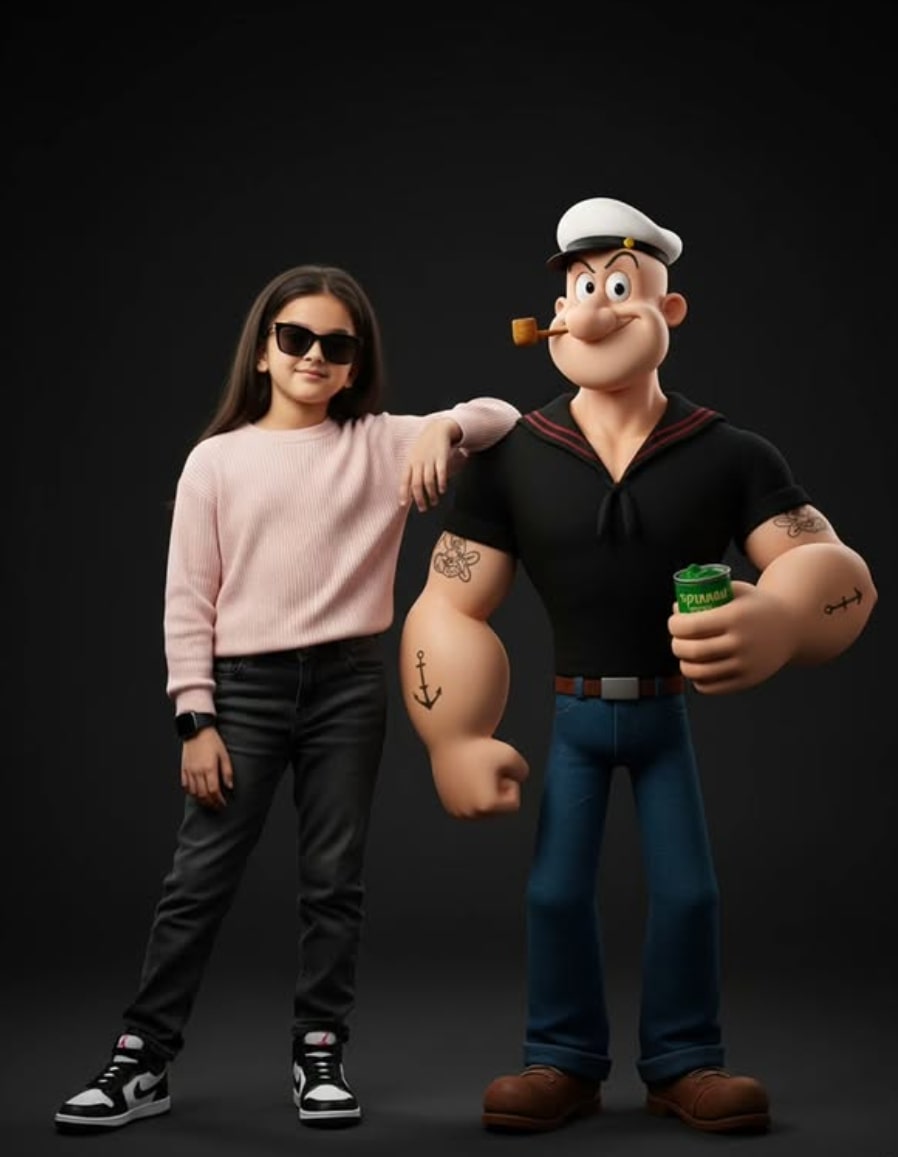 Ultra-Realistic Studio Portrait With 3D Cartoon Character