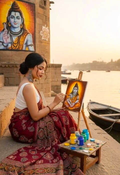 Varanasi Ghat Artist Portrait🎨✨