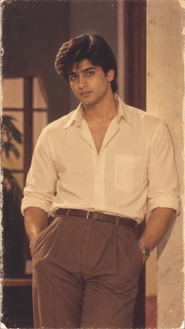1980s Bollywood Hero AI Photo Prompt for Boys