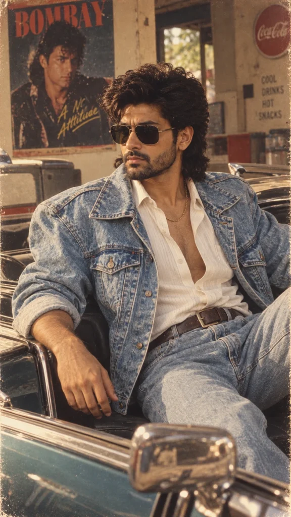 1980s Double Denim Retro AI Photo Prompt for Boys