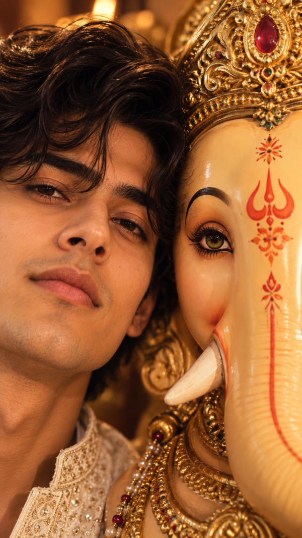 Ganpati Ji Half-Face Cheek to Cheek AI Prompt