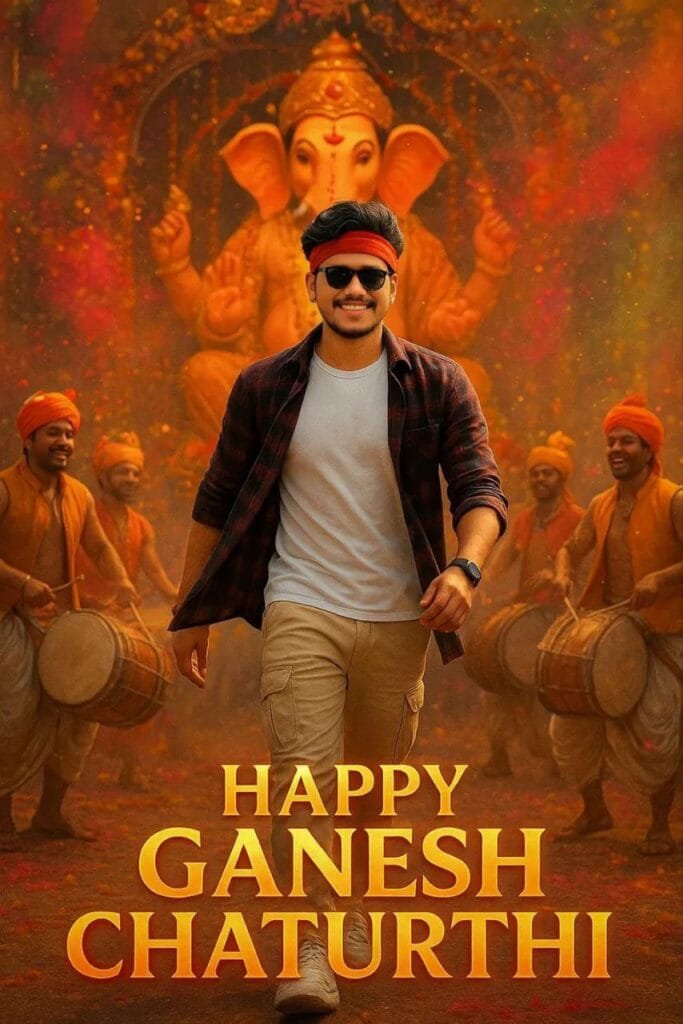 Ganesh Chaturthi Heroic Entry Poster AI Prompt