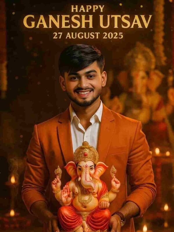 Saffron Suit Ganesh Chaturthi AI Prompt